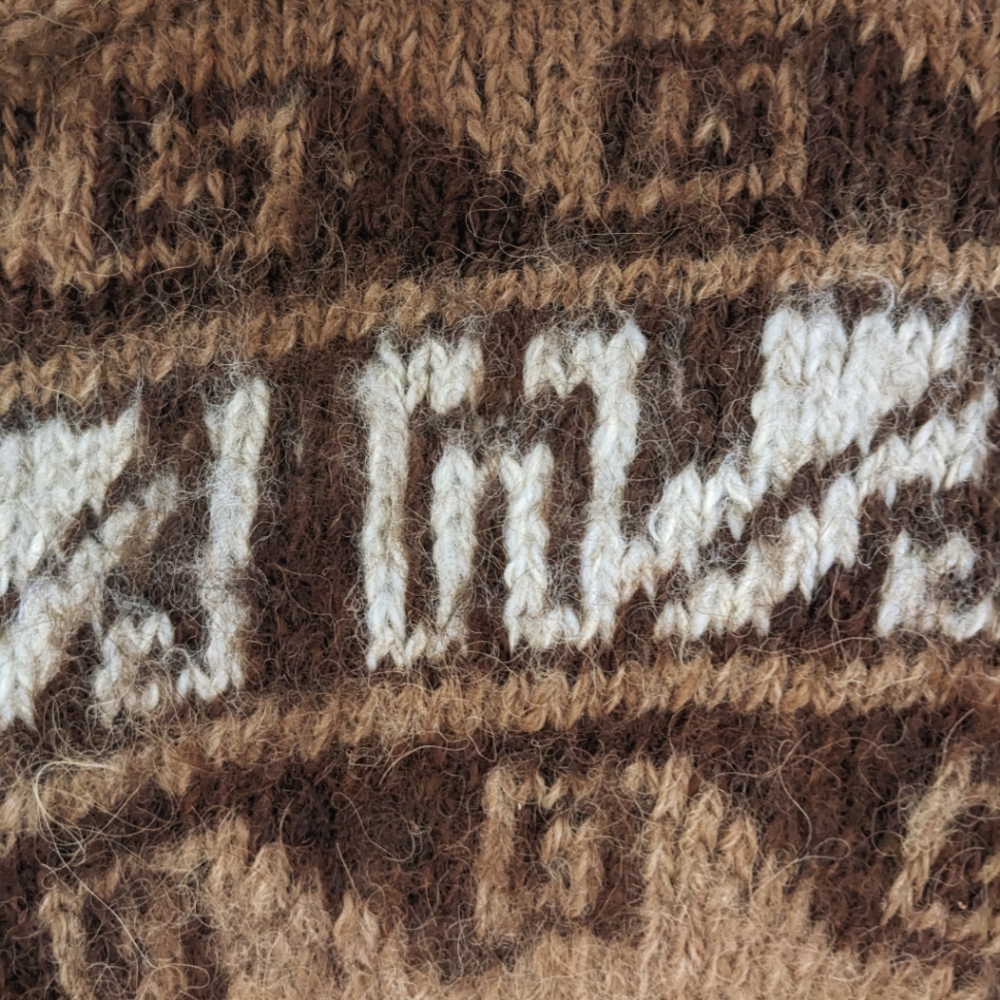 Vintage Patterned Knit Hat Brown White Ear Flaps - Picture 6 of 7